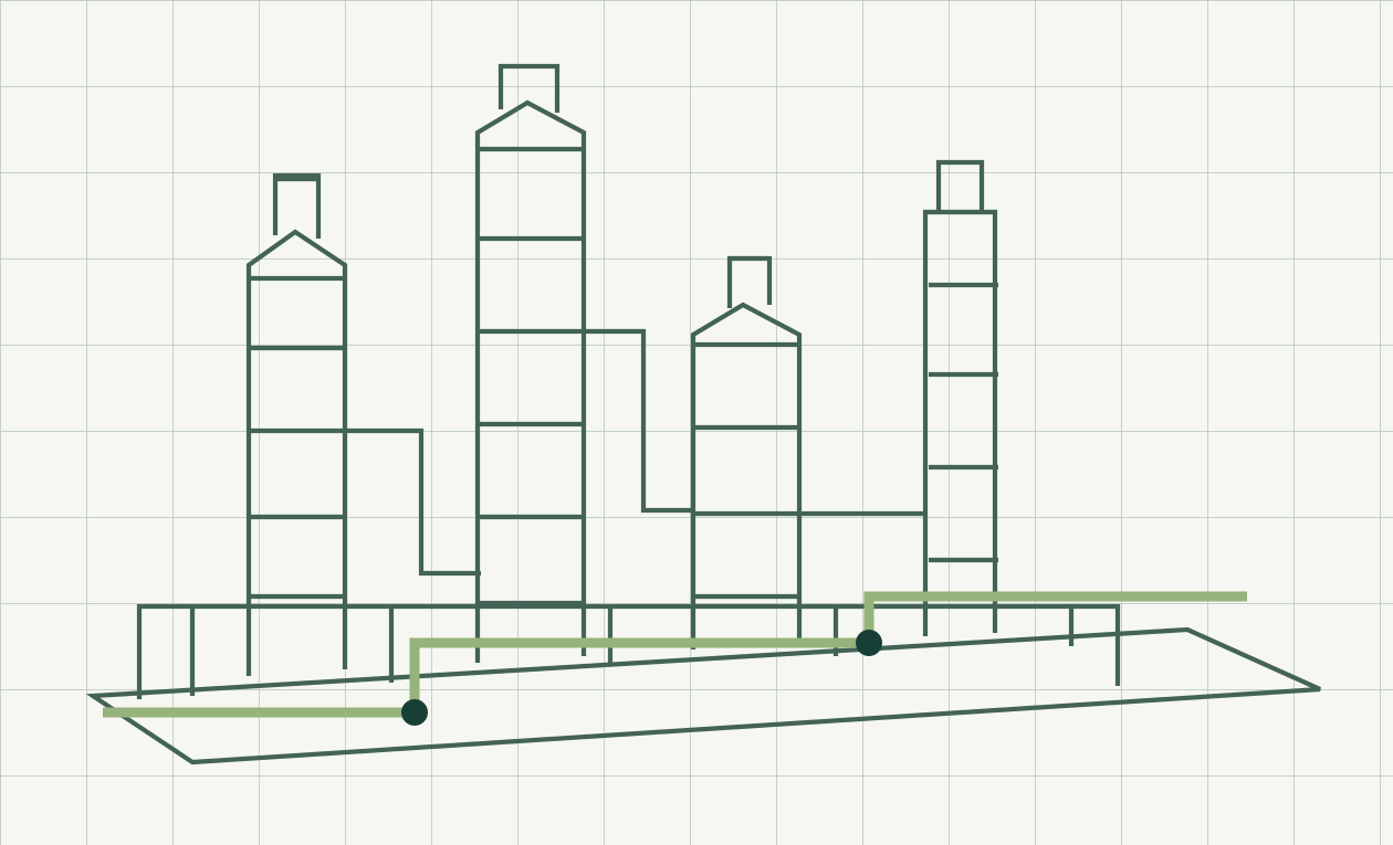Illustration of electrical infrastructure at a refinery.